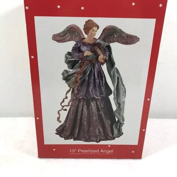 Paper Mache Angel Playing Violin Christmas Tree Topper Figurine - Picture 9 of 9
